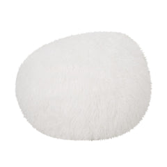 Lyra 3 Foot Rounded Faux Fur Bean Bag, White