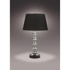2pc Modern Sleek Table Lamp Reflective Spheres Catch the Eye Black Silver