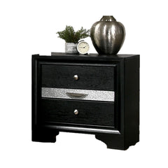 Contemporary Black 1pc Nightstand Nickle round Knob Handles English Dovetails Hidden Drawer Bedside Table