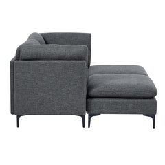 Linen Upholstered Modular Sectional with Metal Legs