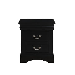 Black Finish Traditional Bedroom Wooden Nightstand 1pc Louis Philippe Style Furniture Two Drawers Storage