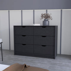 Utopia 4 Drawers Double Dresser with 2 pull down Cabinets Black