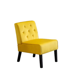 Venus 53" 2Piece Living Room Armless Button Tufted Pattern Accent Chair with Velvet Fabric and Premium High Density Foam Cushion, Yellow