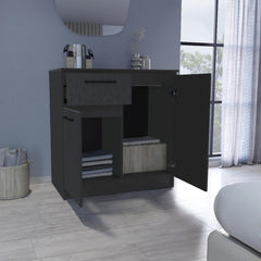 Aria Dresser with 2-Door Cabinets and Drawer -Black