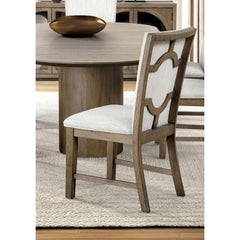 Modern Farmhouse Style 2pc Upholstery Side Chair Splat Back Oak Finish Dining Room Furniture