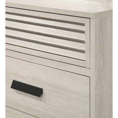 1pc Contemporary 2-Drawer Louvered Design Nightstand Finger Pull Hardware Bedroom Wooden Furniture Beige Finish