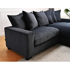Odysseus Oversized Two-Piece Right Facing Sectional Couches for Living Room, 102.4-Inch L Shaped Sofa with Chaise, Upholstered with Corduroy Fabric, Black