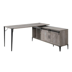 Gallery Gray Oak & Black Finish Writing Desk with a Cabinet