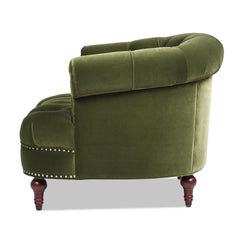 Harmony Rosa Victorian Tufted Upholstered Accent Chair, Olive Green Performance Velvet