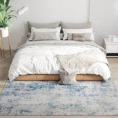 Area Rug 4x6, Machine Washable Rug, Non-Slip Modern Abstract Floor Carpet for Living Room, Bedroom, Dining Room, Blue