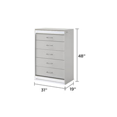 Glam Modern Style 5-Drawer Chest Made with Wood in White
