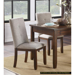 Chenille Upholstered Chairs Set of 2 Dark Cherry Finish Wood Frame Tufted Back Dining Chairs for Kitchen Funiture