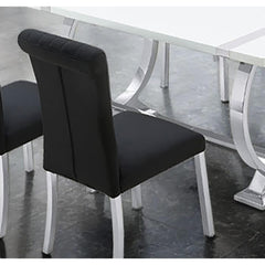 Aria Side Chair Channel Tufted Back Seat Contemporary Black And Silver Finish Dining Furniture