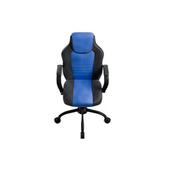 Gaming Office Chair Blue And Black Faux Leather 1pc Chairs Casters Plush Padded Chair w Arms Comfortable Modern Stylish