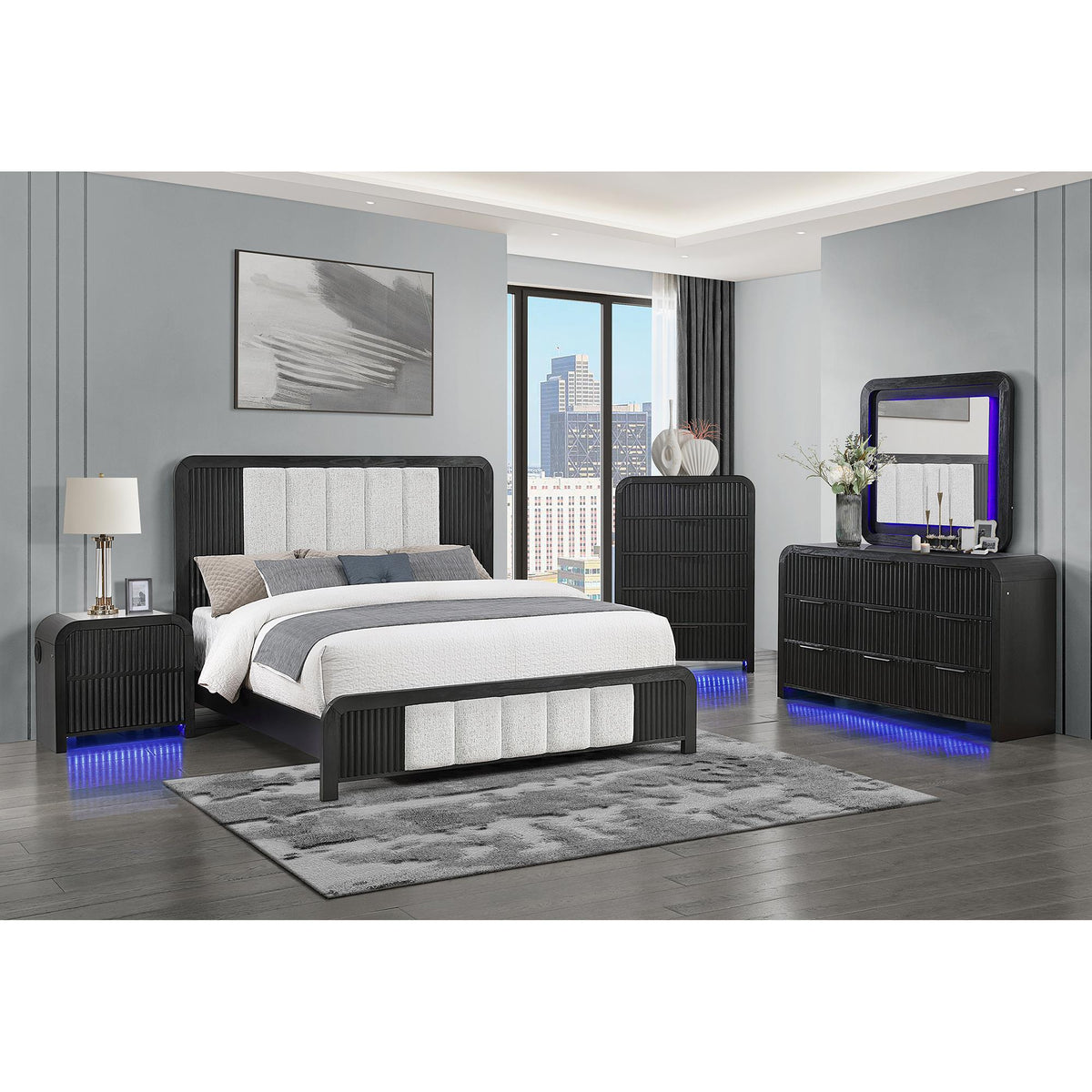 Legend Black and White 5PC Queen Bedroom Set