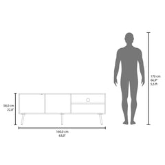 Oasis 63" Wide Tv Stand with One Cabinet, Three Open Shelves, Cable Management, Living Room, Tv Room Black Wengue