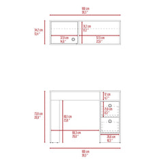 Halo 2-Pc Office Set, Two Shelves, Two Drawers, Wall Cabinet, Single Door Cabinet, -Light Oak / Taupe