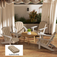 Set of 4 Outdoor Chair Cushions, High Back Adirondack Chair Cushion with Ties, High-Density Foam, Beige