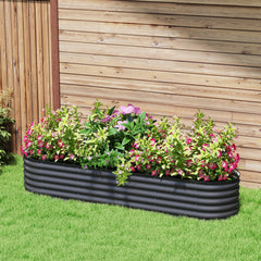7.9' x 2' x 1.4' Galvanized Raised Garden Bed Kit, Metal Planter Box with Safety Edging, Dark Gray