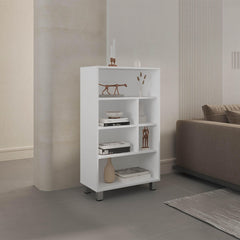 Fable 40" Tall Four-Tier Shelf Base Cabinet with 6 Cubbies White