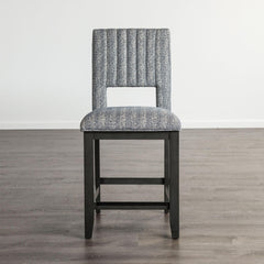 Transitional Style 2pc Counter Height Chair Padded Seat And Back Blue Gray Finish Dining Room