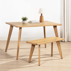 Prometheus 47-78.5" Solid Oak Wood 4-6 Seat Extendable Leaf Dining Table, Natural Brown Red Oak