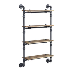 Agamemnon Oak & Sandy Black Finish Wall Rack W/4 Shelves