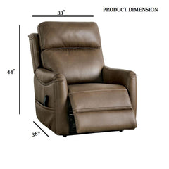 Transitional Style Lift Chair Steel Seat Box USB Port Wired Controller Dual Lift Motor Mechanism Brown Finish Primary Living Room