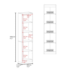 Home Tall Freestanding Bookcase with Double Doors and 5 Interior Storage Shelves, Vertical Storage Cabinet for Living Room, Office or Bedroom