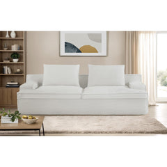Saga Oversized Full Foam 4 Seater Couch for Living Room Upholstered in Soft Corduroy Fabric, Wide Armrests, Ergonomic Compressed Sofa in a Box, No Assembly, 90 Inch Wide, Ivory