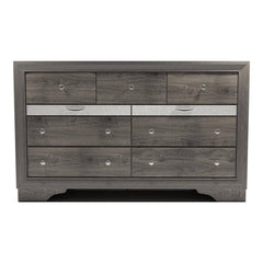 Contemporary 1pc Dresser Hidden Jewelry Drawer English Dovetail Silver Accents Round Knobs Gray Color Bedroom Furniture