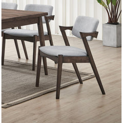 Mid-Century Modern Dining Chairs 2pcs Set Solid wood Fabric Upholstered Cushion Chair Walnut Rubberwood Unique Design