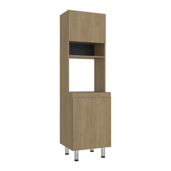 Aria Tall Freestanding Kitchen Pantry and Cabinet with Open Space for Microwaves or Coffee Station, One Superior Cabinet, One Low Storage Cabinet and Open Shelf