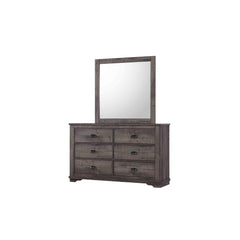 1pc Contemporary Six Drawers Dresser Bed Side Cabinet Wooden Furniture Rustic Gray Color