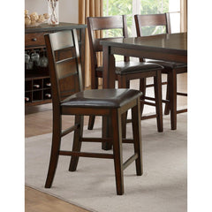 Valhalla Finish Wooden Counter Height Chairs Set of 2pc Classic Style Faux Leather Upholstered Seat Transitional Furniture