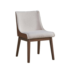 Jason White Boucle, Brown Velvet & Walnut Finish Side Chair (Set of 2)