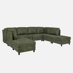 Faux Leather Fabric Upholstered Modular Sectional