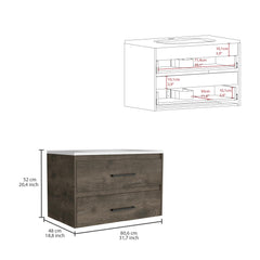 Rhea Floating Vanity Sink with 2-Drawers Dark Brown / White