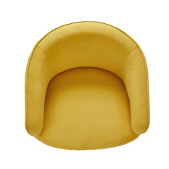 Corduroy Accent Chair with Gold Metal Legs, Modern Upholstered Armchair, Comfy Barrel Chair for Living Room Bedroom