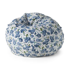Avalon 3 Foot Rounded Bean Bag, Blue Rose Print