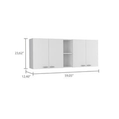 Star 150 Wall Cabinet, Double Door, Two External Shelves, Two Interior Shelves -White