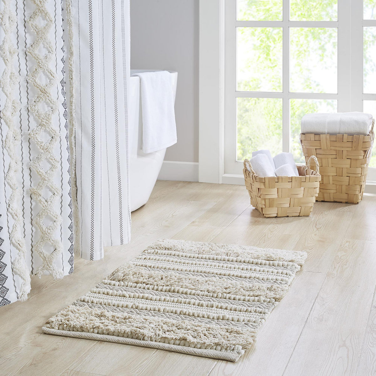 Aegisthus Texture Stripe Bath Rug Natural 20x32"