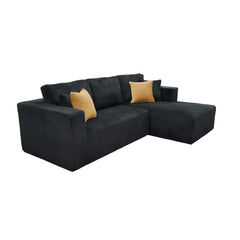 Full Compressed Corduroy Upholstered Sectional - No Assembly Needed