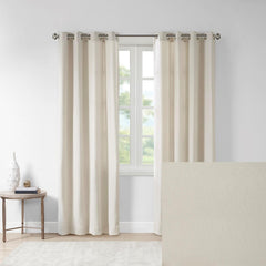 Cassandra Rod Pocket and Back Tab Curtain Panel with Fleece Lining Natural 50x84"