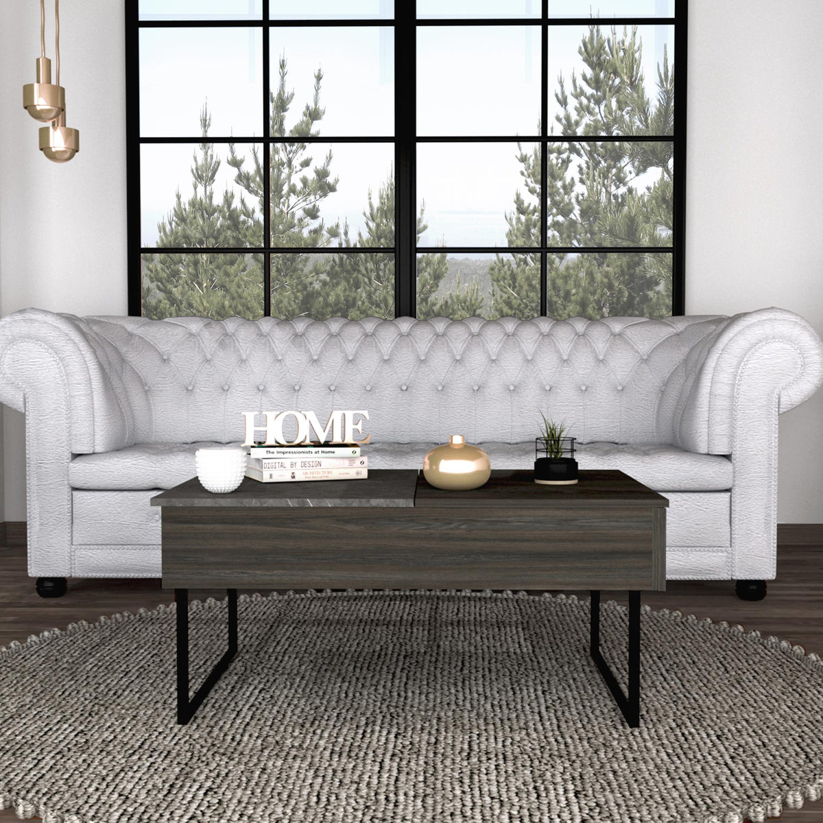 Hades Rectangle Lift Top Coffee Table Carbon Espresso and Onyx
