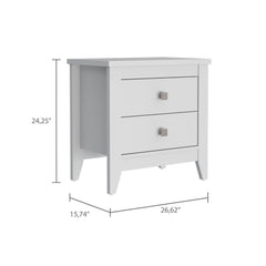 Halo Nightstand , End Table, Side Table Two Shelves, Four Legs -White
