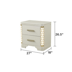 Lyric Nightstand with side LED lightning made with Wood in Beige