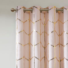 Nova Blackout Metallic Print Grommet Top Curtain Panel(Only 1 Pc Panel)