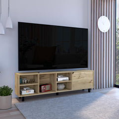Iphigenia Tv Stand for TV´s up 70", Four Open Shelves, Five Legs, Light Oak