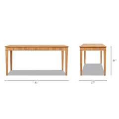 Rhea Modern Farmhouse 1-Drawer Fluted Home Office Writing Desk, Natural Blonde Solid Rubberwood & Rubberwood Veneer